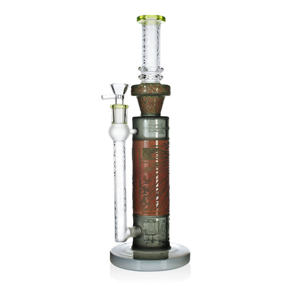 13-inch Green RuneWorks Sandblasted Cylinder Bong available at FGC
