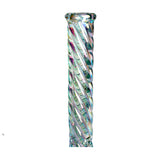 Neck and mouthpiece closeup showing holographic swirl glass on 16 inch straight tube bong available to buy online