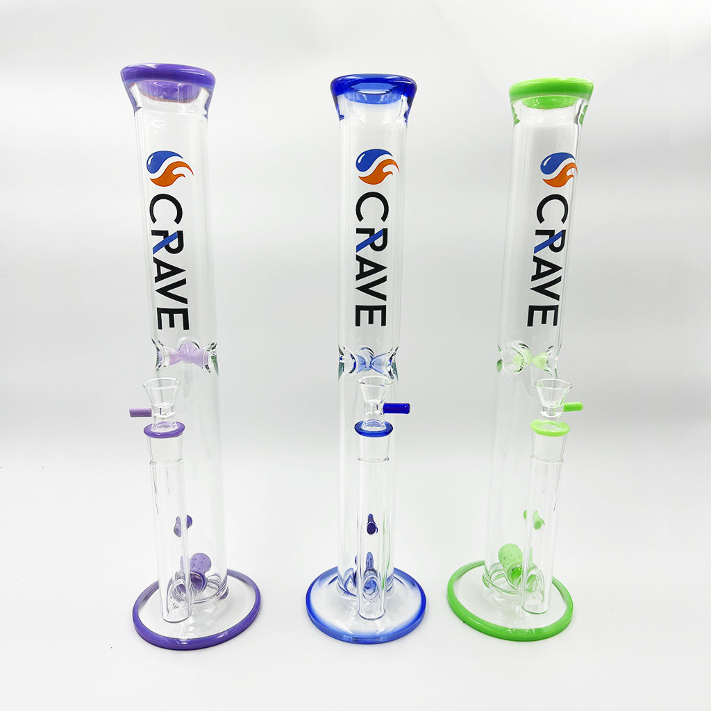17.5" Crave Glass Straight Tube with Barrel Percolator