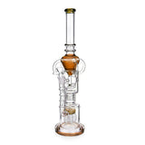 18 inch triple chamber recycler bong with 5 arm perc, 14mm joint, and brown color accents