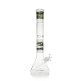 A white Phoenix Star 18-Inch WigWag Beaker Bong with a clear beaker base and ice pinches