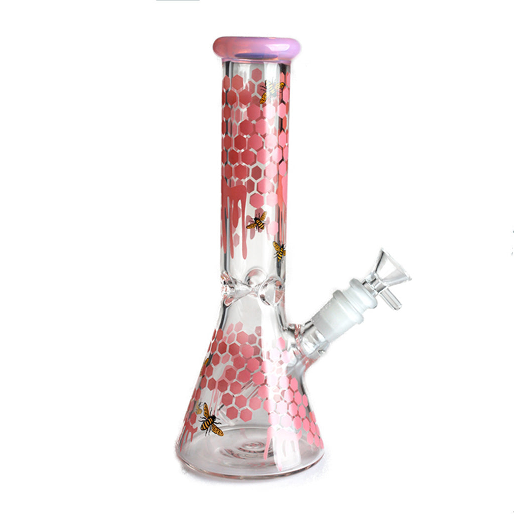 10" HONEYBEE DECALS GLASS BEAKER PIPE