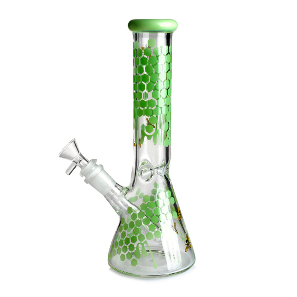 10" HONEYBEE DECALS GLASS BEAKER PIPE