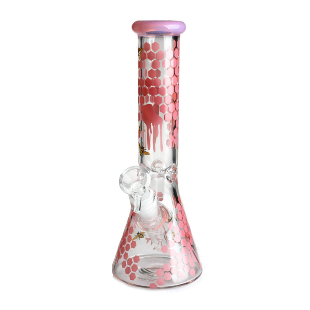 10" HONEYBEE DECALS GLASS BEAKER PIPE