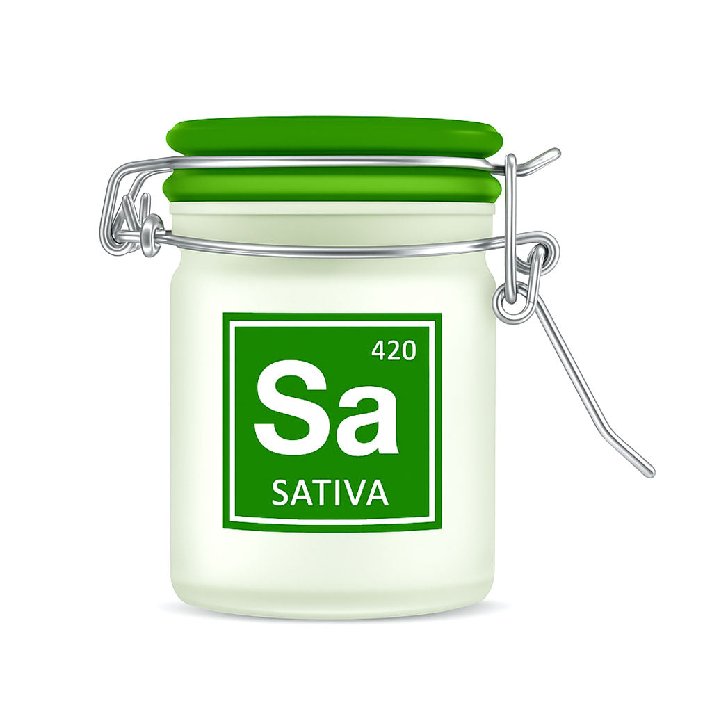 420 SATIVA PERIODIC SYMBOL AIRTIGHT STORAGE JAR