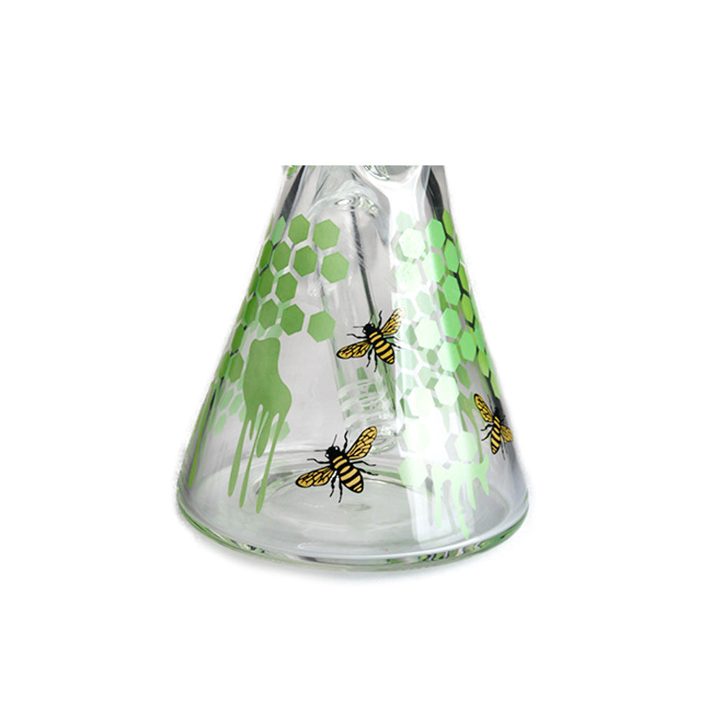 10" HONEYBEE DECALS GLASS BEAKER PIPE