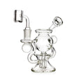Mini Sphere Chamber Recycler Dab Rig in clear glass, 5.5 inches tall, full view with spherical chamber and recycler arms.