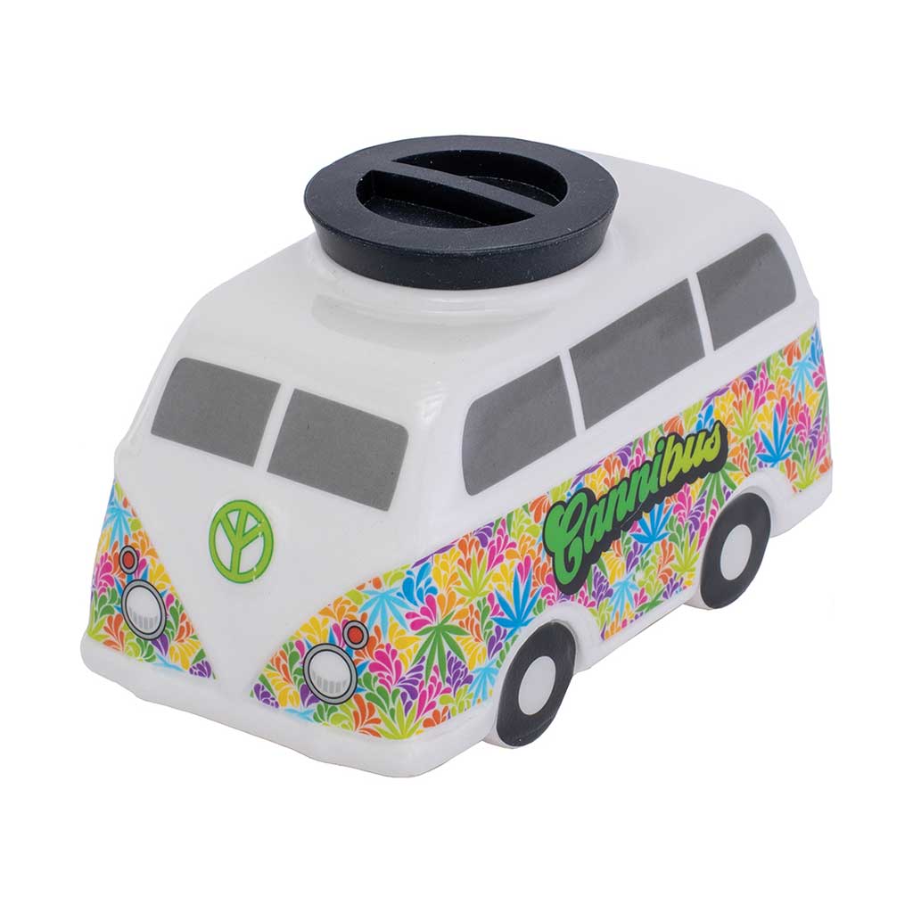 LARGE HIPPIE BUS CERAMIC STORAGE JAR