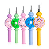 Lineup of 6.8-inch Donut Honey Straw Silicone Nectar Collectors in assorted colors with metal tips. 