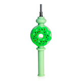 Green Donut Honey Straw Silicone Nectar Collector, 6.8 inches, donut ring body with pastel handle.