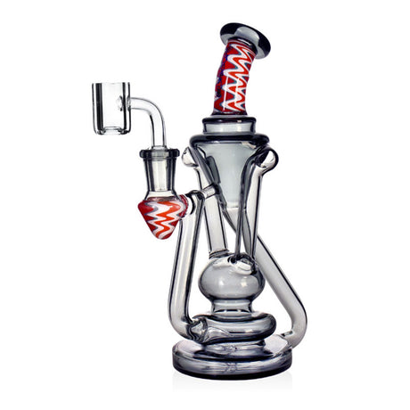Gray 7.8-inch Cyclone Loop recycler rig with wigwag mouthpiece, dual recycler arms, and included quartz banger