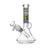 Vibrant Psychedelic Designs Beaker Bong in green, 7 inches tall, clear glass with a patterned neck band