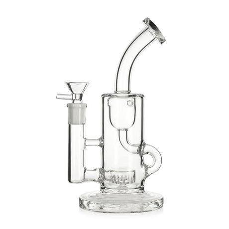 Clear 8.5 inch glass recycler bong with showerhead percolator for sale from Fat Ass Glass