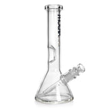 A clear view of the 8.6-inch Phoenix Star beaker bong with black logo, showing the diffused downstem and ice pinch. 