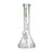 Full product shot of the clear glass 8.6-inch Phoenix Star beaker bong with removable downstem and green logo