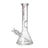 Full product shot of the clear glass 8.6-inch Phoenix Star beaker bong with removable downstem and pink logo