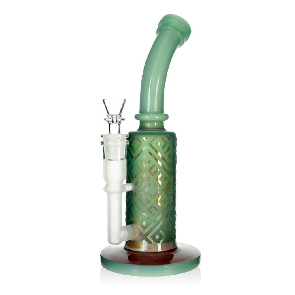 Light green 9.8-Inches Geometric Lattice Etch Design Dab Rig