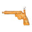Amber Revolver-Inspired Short Gun Glass Bong, full side view with bowl at the rear and long barrel body. 
