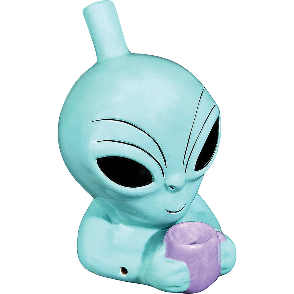 FASHION CRAFT COSMIC ALIEN CERAMIC HAND PIPE - 4"X3.75"X5"