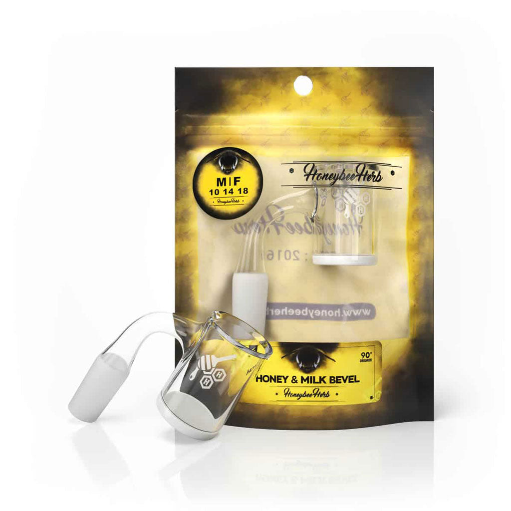 HONEY & MILK BEVEL QUARTZ BANGER - 90° DEGREE | YL-CLOSEOUT