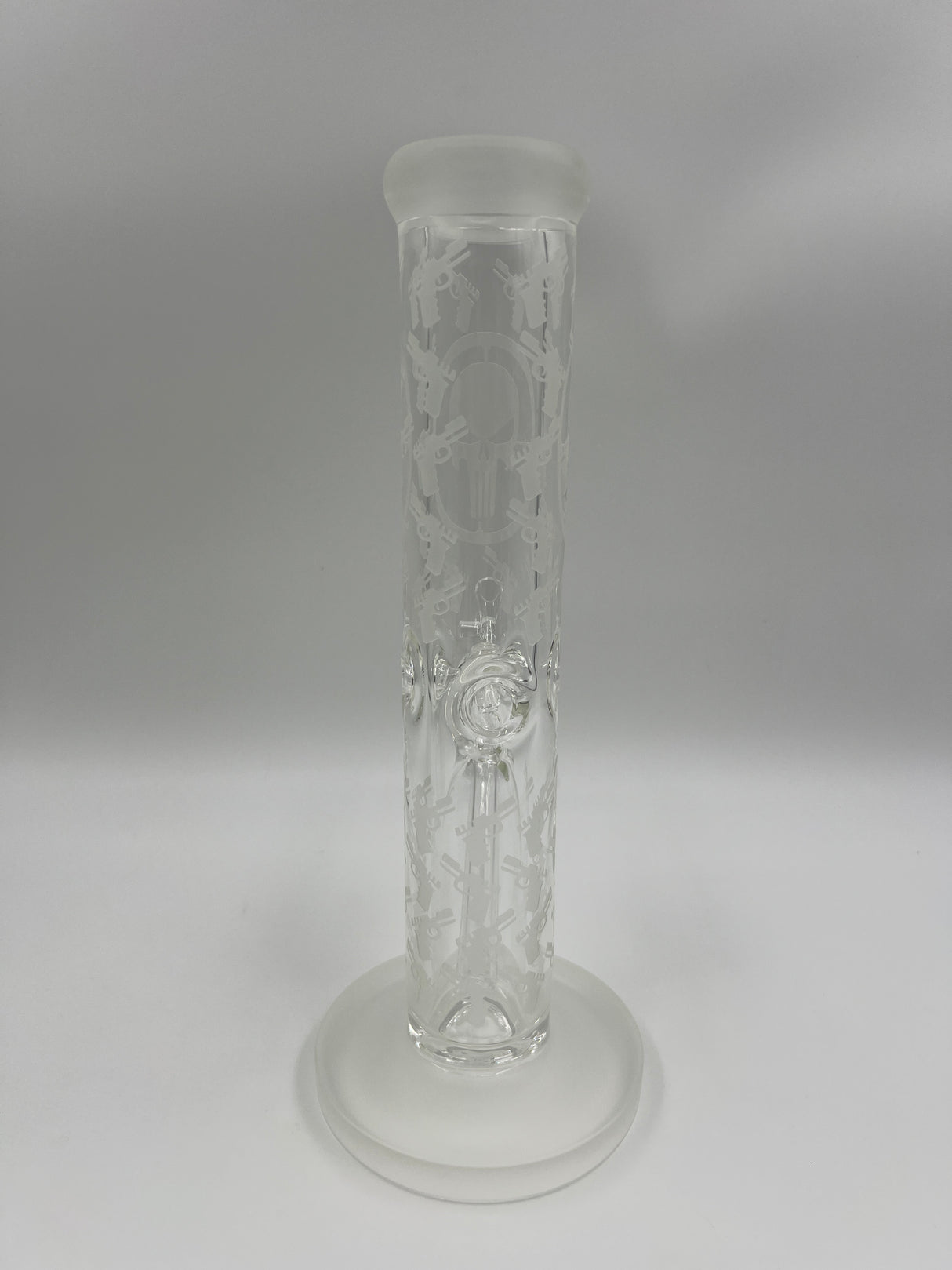 12" Skull & Gun Sandblasted Theme Straight Tube