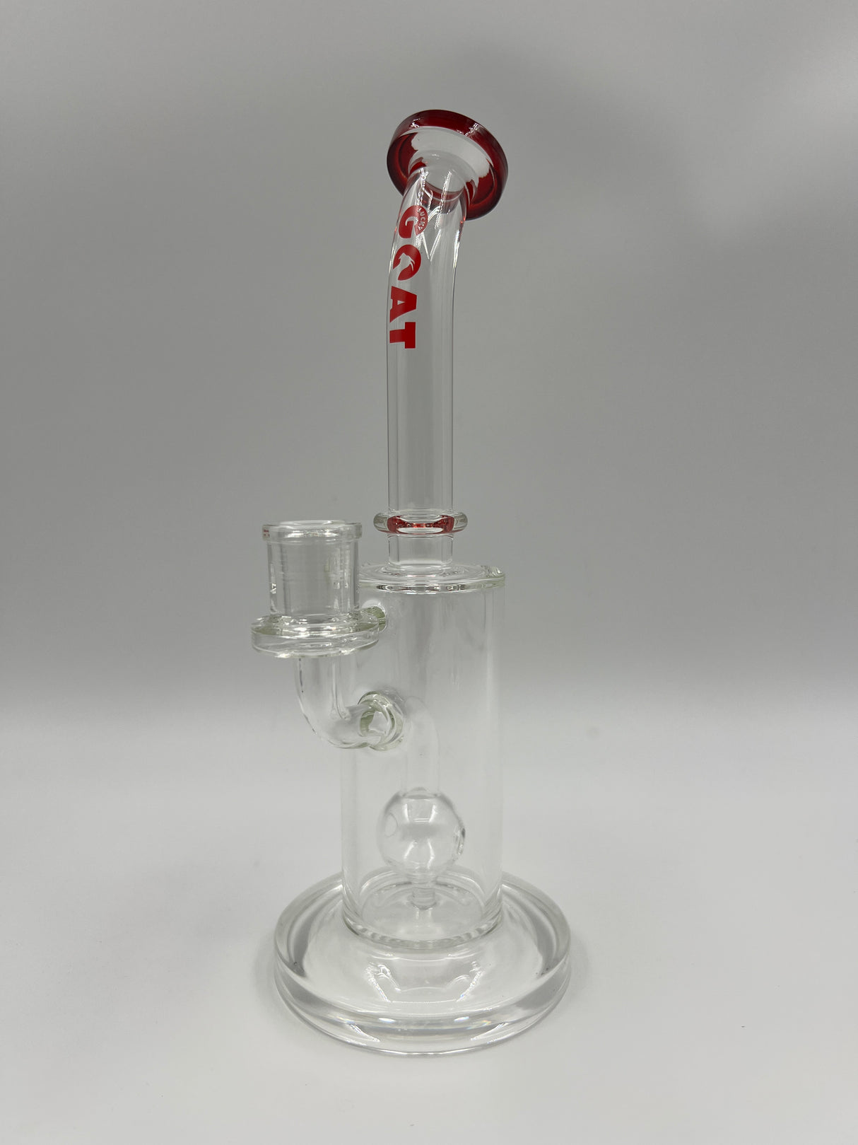 9" Red Lipped Lucky Goat Glass Ball Perc Bent Neck
