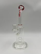 9" Red Lipped Lucky Goat Glass Ball Perc Bent Neck