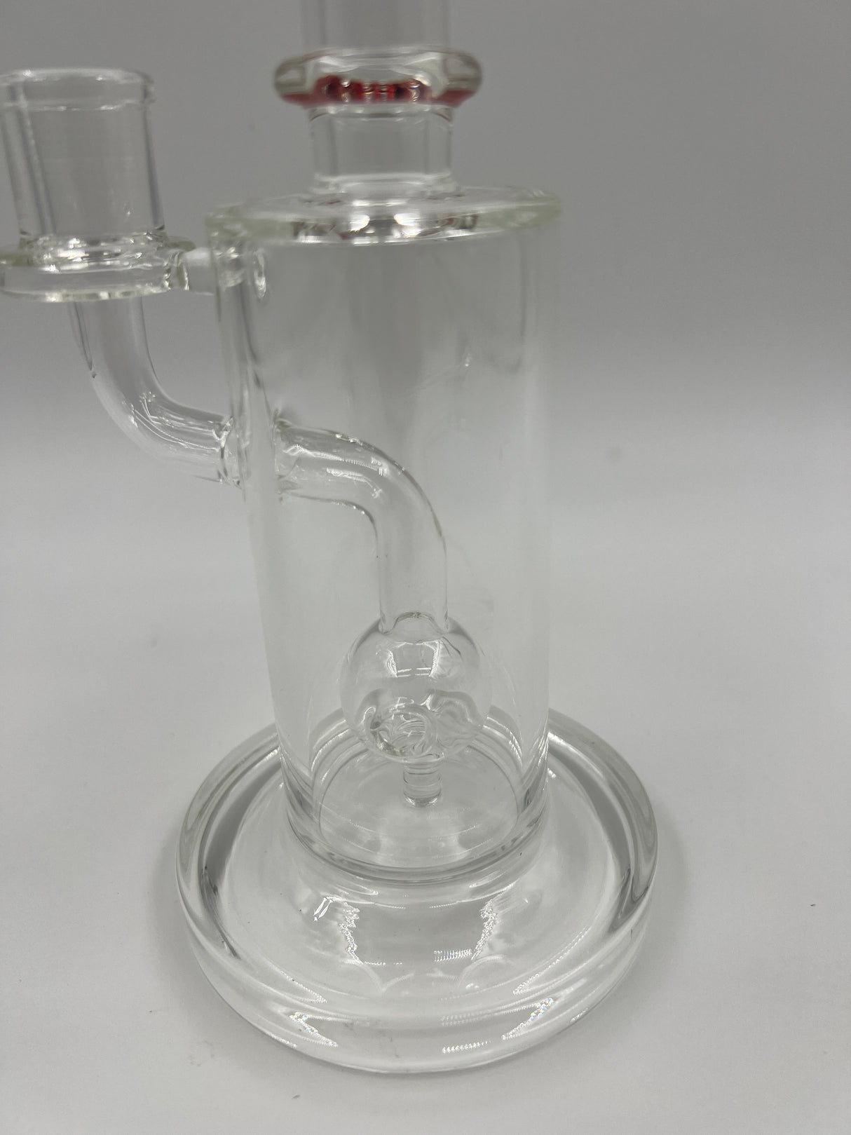 9" Red Lipped Lucky Goat Glass Ball Perc Bent Neck