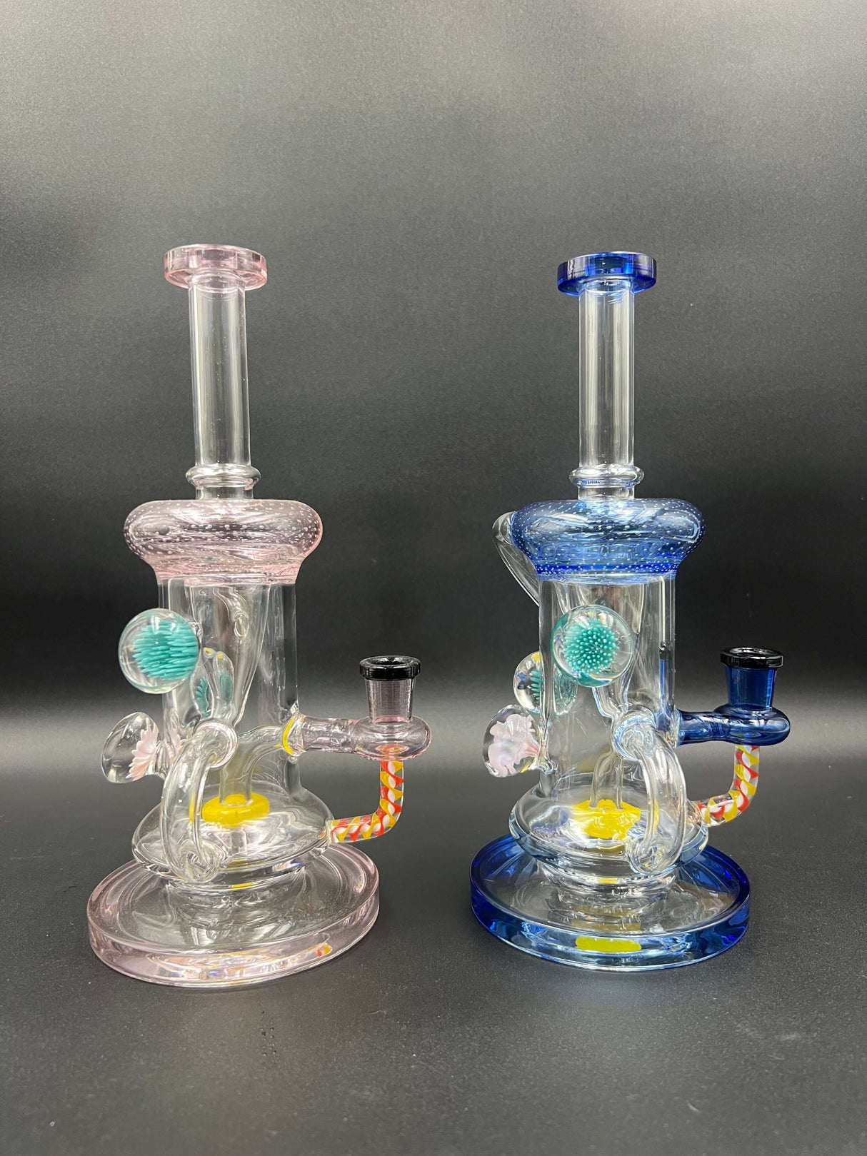 10" Flower Marble Showerhead Pink Recycler Dab Rig