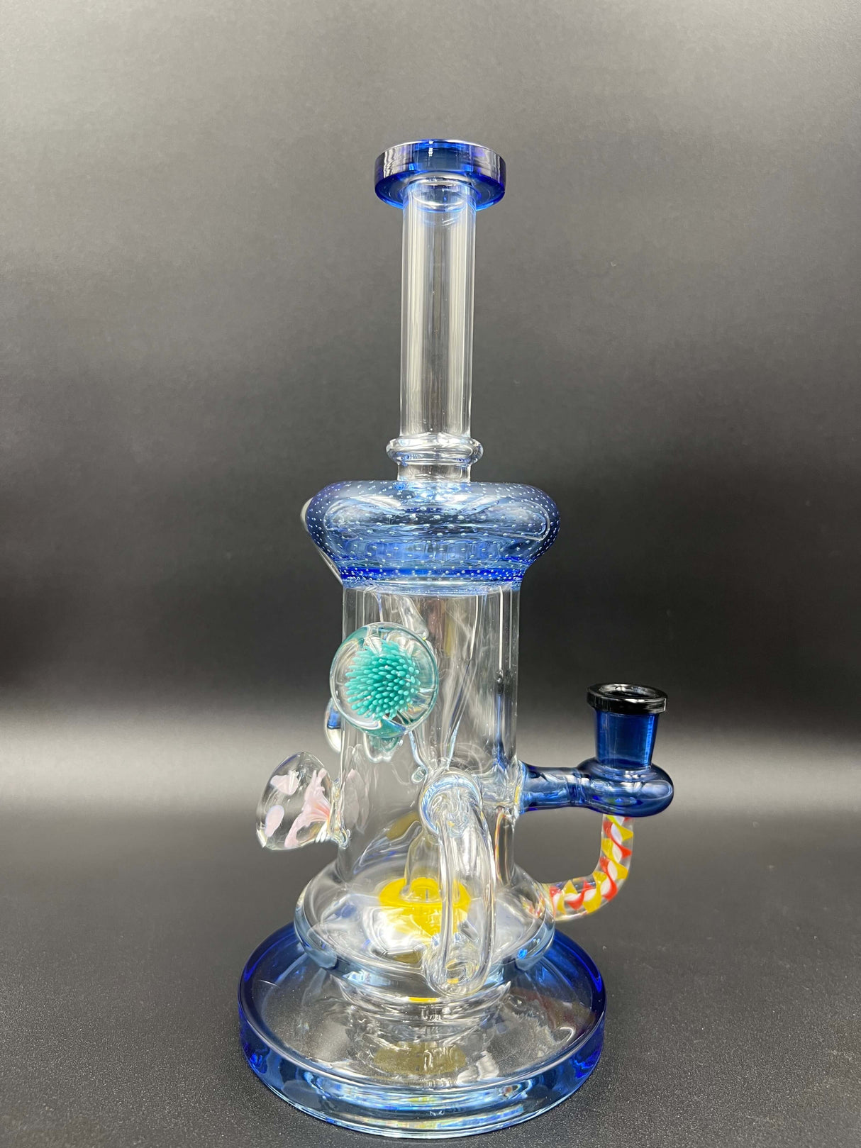 10" Flower Marble Showerhead Pink Recycler Dab Rig