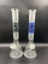 17" Aztec Design Sandblasted Beaker Bong by Crave Glass