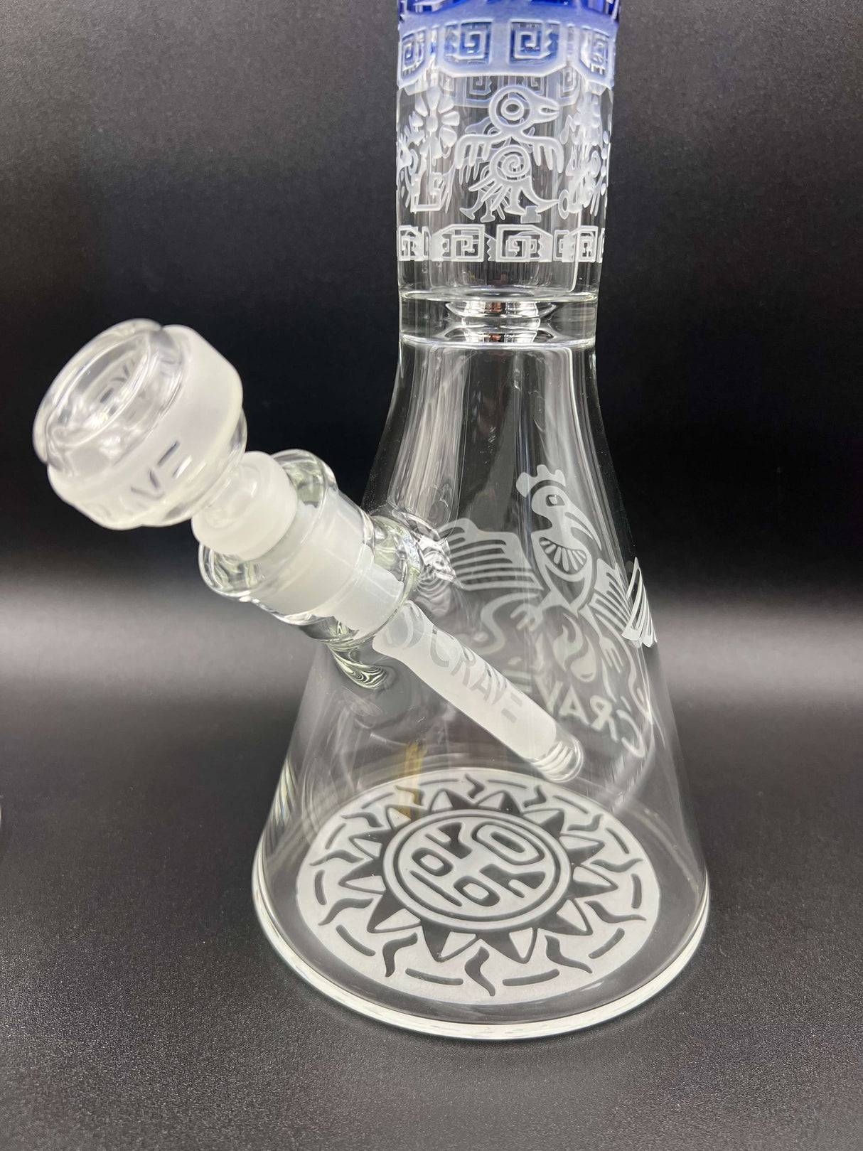 17" Aztec Design Sandblasted Beaker Bong by Crave Glass