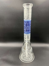 17" Aztec Design Sandblasted Beaker Bong by Crave Glass