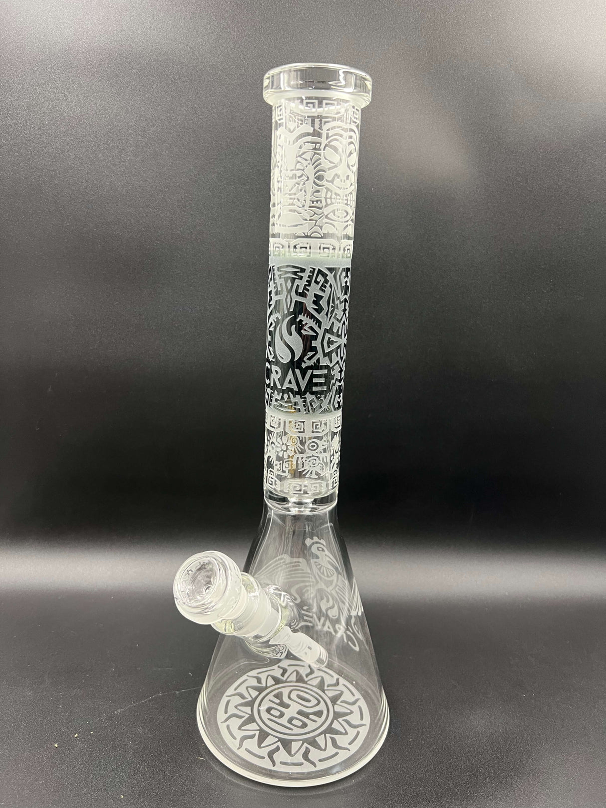 17" Aztec Design Sandblasted Beaker Bong by Crave Glass