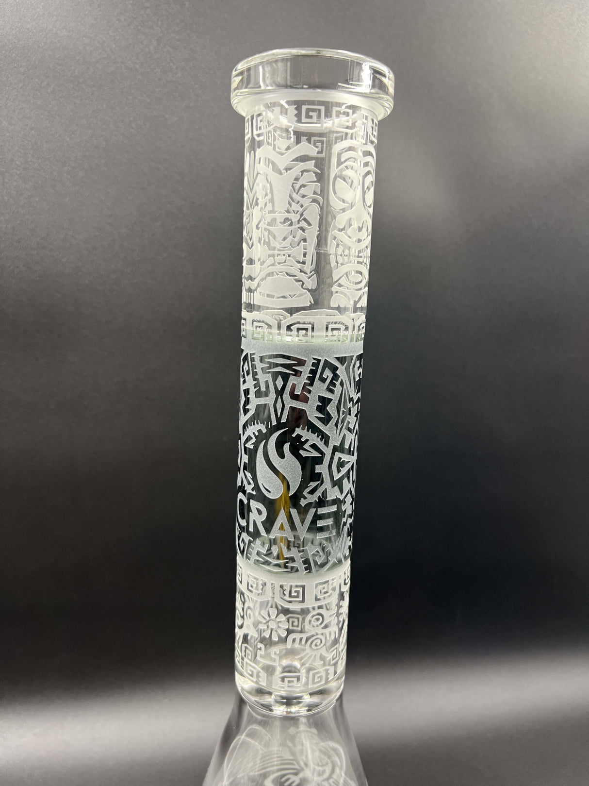 17" Aztec Design Sandblasted Beaker Bong by Crave Glass