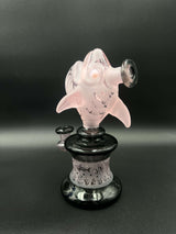 Feeding Time Etched Glass Shark Water Pipe - 8.25" / 14mm F / Colors Vary