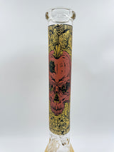 17" Red & Gold Intricate Skull Beaker