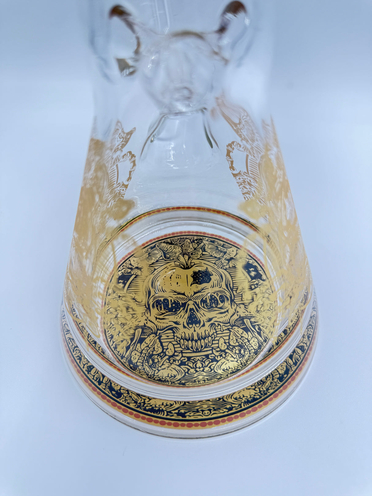17" Red & Gold Intricate Skull Beaker