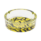 YELLOW MELTING SMILEY GLASS ASHTRAY