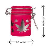 AIRTIGHT GLASS SILVER LEAVES STASH JAR WITH CLAMP LID