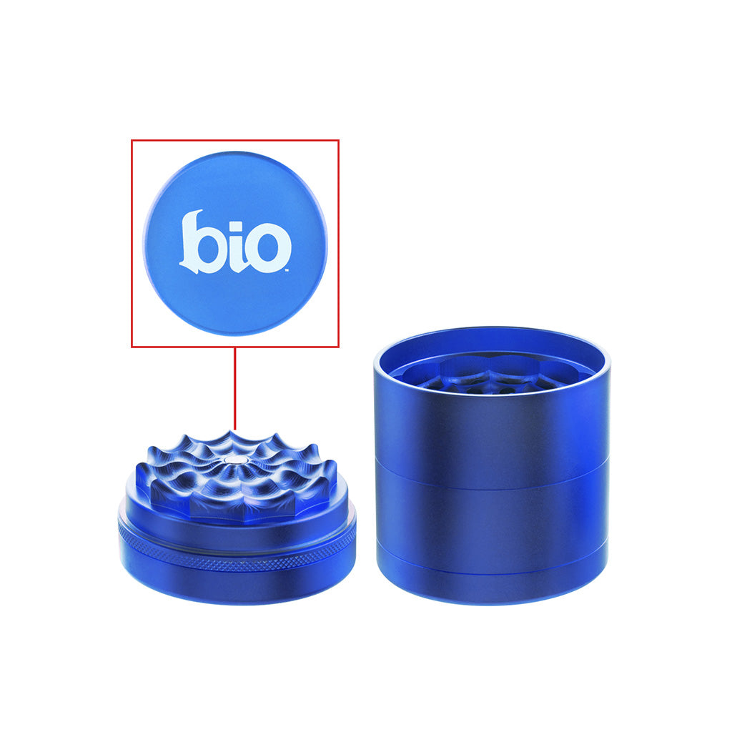 BIO 2.5-Inch 5-Piece Aluminum Web Toothless Grinder In Blue With Magnetic Lid – FGC