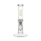 Front View Of The Bio 50 X 5 Straight Bong In Gold, 12-Inch Tall Glass Water Pipe From Fat Ass Glass.