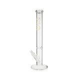 Angled Front View Of The Bio 50 X 5 Straight Bong In Gold, 18-Inch Tall Borosilicate Glass Water Pipe From FGC