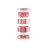 Exploded View of BIO 5-Piece Aluminum Toothless Grinder In Pink With All Components – FGC