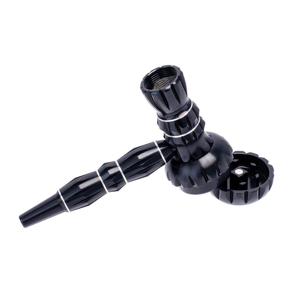 ALUMINUM RIBBED SMOKING PIPE WITH GRINDER