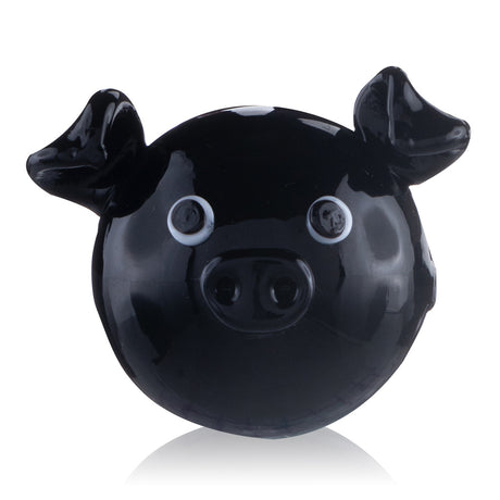 Fat Ass Glass black Piggy glass carb cap back view showing rounded pig-shaped body, ears, and stem