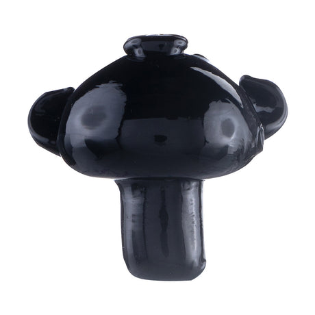Top view of Black Piggy glass carb cap from Fat Ass Glass showing rounded black shape and pig ear details