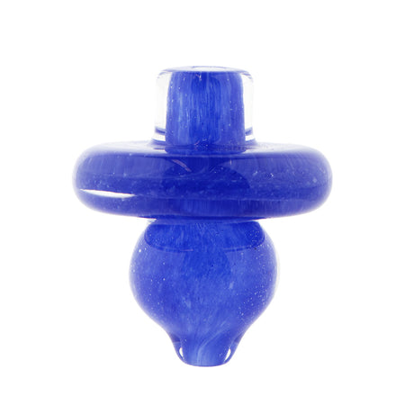 Blue glass directional bubble carb cap by Fat Ass Glass shown in upright front view on a white background.