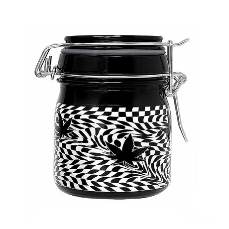 CHECKERBOARD LEAVES STORAGE JAR WITH CLAMPING LID