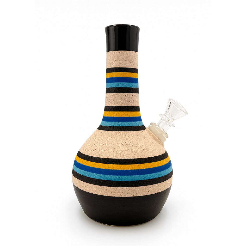 COLORFUL STRIPED CERAMIC BUBBLE VASE BONG